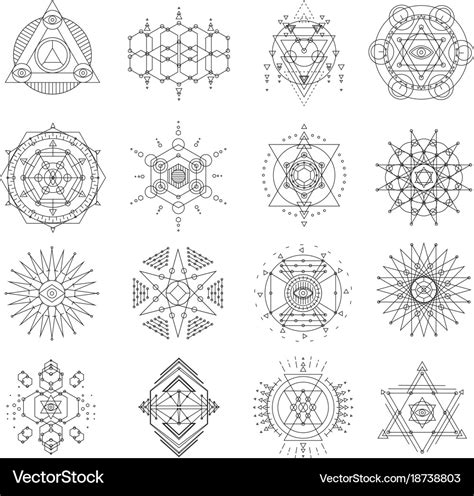 Sacred Geometry Line Art Set Royalty Free Vector Image