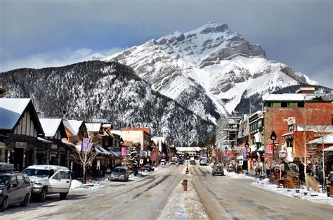 Wintry Day In Downtown Banff Alberta