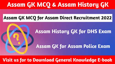 Assam Gk Mcq Questions And Answers For Assam Direct Recruitment