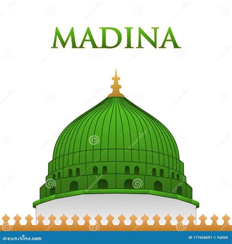 The Iconic Green Dome Of The Prophet`s Mosque In Madina Saudi Arabia