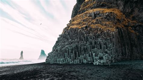 3840x2160 Beach Landscape Iceland Reynisfjara Rock Rock Formation Cliff