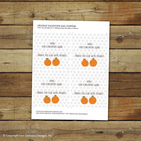 Free Printable Orange You Glad Were Friends Valentine Card Sara
