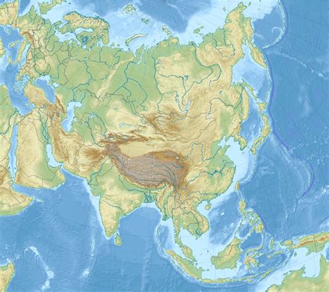 Asia Topographic Map PopulationData Net