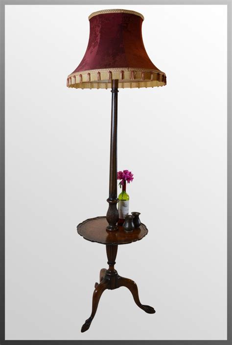White & gold floor lamp, paper lamp shade, table /desk light, bedside nightstand golden lamp light kwalapaperart. Antiques Atlas - Standard Lamp Wine Table & Shade Tall Floor