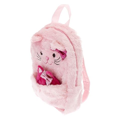 Kids Pink Plush Cat And Kitten Backpack Claires Us