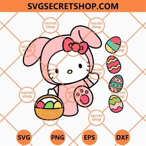Kitty Bunny Easter Day Svg Hello Kitty Easter Eggs Svg White Kitty