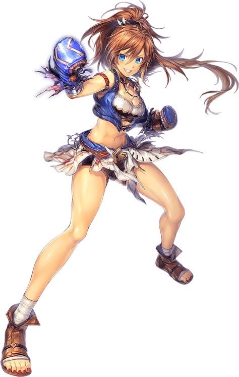 Unitia 1girl Blue Eyes Boxing Gloves Breasts Brown Hair Cleavage Clenched Teeth Feet