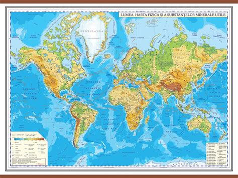 Harta Fizică A Lumii 2000x1400 Mm