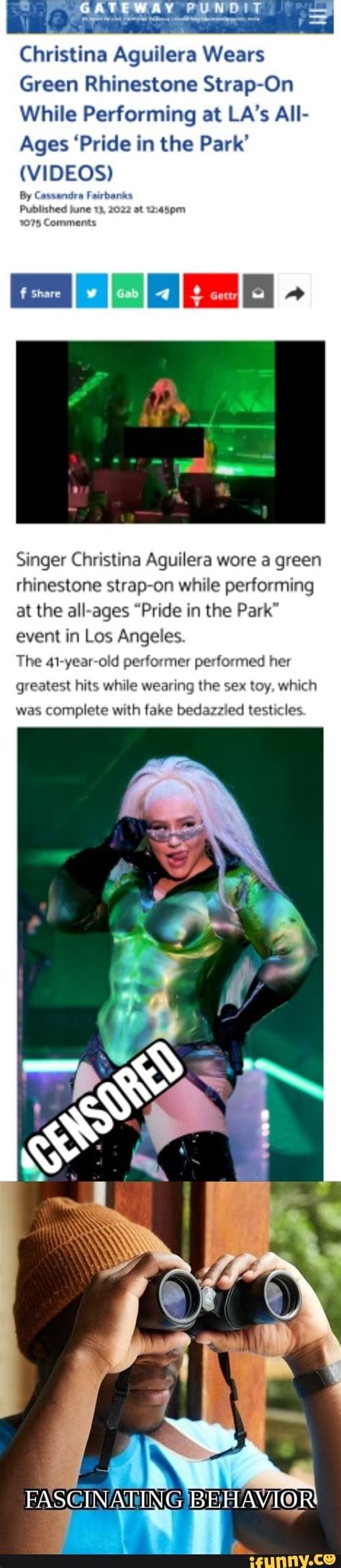 Un Christina Aguilera Wears Green Rhinestone Strap On While Performing At Las All Ages Pride