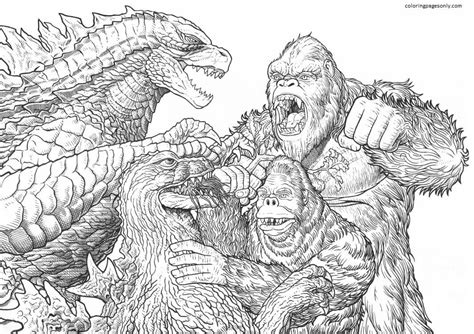 Giant Godzilla Coloring Page In 2021 Coloring Pages Godzilla Vs