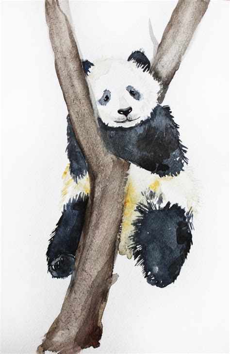 Panda Original Watercolor Painting Panda Bear Artwork Etsy