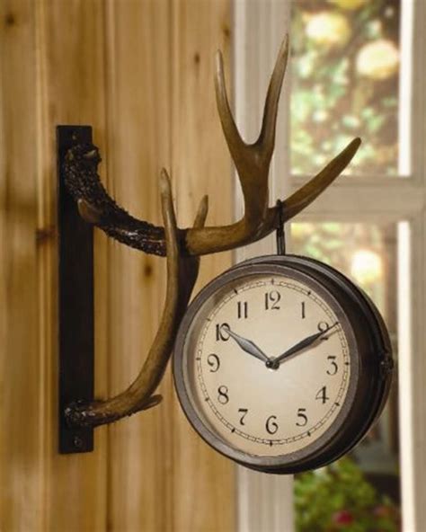 Chsgjy Deer Park Antler Wall Clock Two Sided Metal Rustic