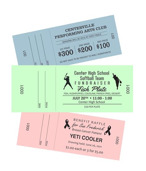 Custom Printed Numbered Raffle Tickets With Perforated Stub Etsy