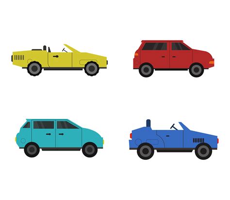 Set Of Colorful Flat Car Icons 833772 Vector Art At Vecteezy