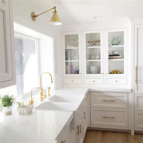 Shop wayfair for all the best gold cabinet hardware. Dual Apron Sink with Gold Gooseneck Faucet - Transitional ...