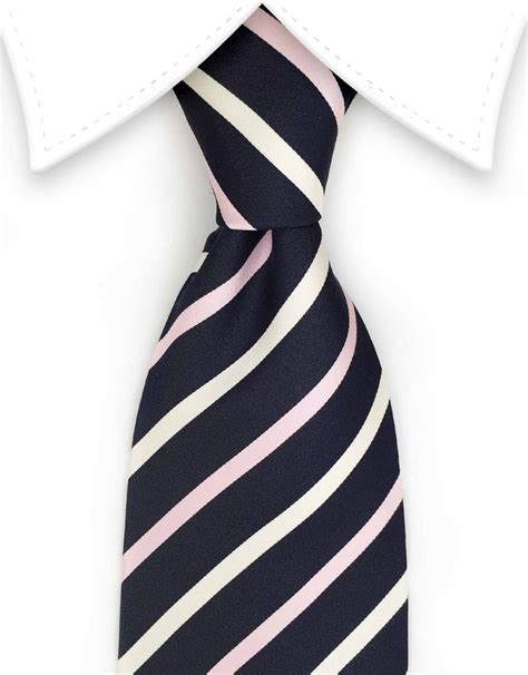 Navy Blue Pink And White Striped Tie Gentlemanjoe