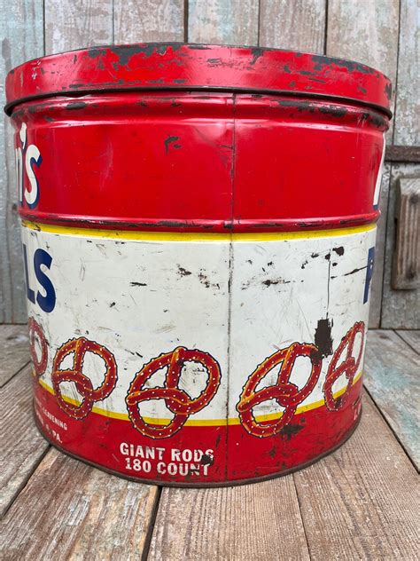 vintage reisman s pretzels tin vintage tin old etsy