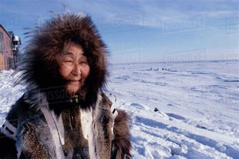 Elderly Inupiat Eskimo Woman In Parka Nome Western Alaska Winter