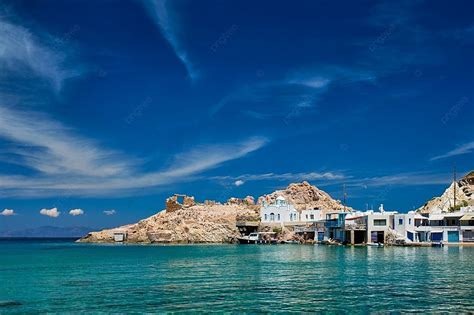 Pemandangan Indah Desa Yunani Di Yunani Pantai Dan Desa Nelayan