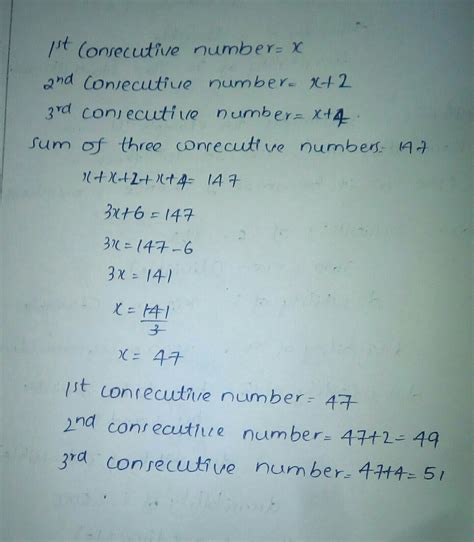 The Sum Of Three Consecutive Odd Numbers Is 147 What Is The Smallest
