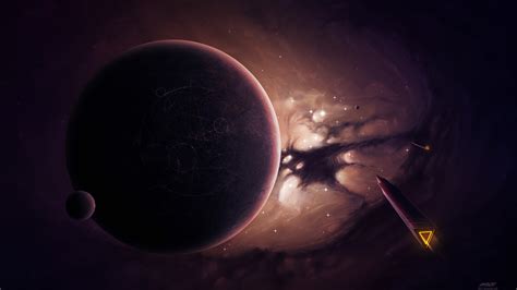 4568835 Stars Futuristic Planet Spaceship Digital Art Universe