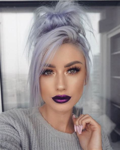 46 Fashionable Purple Lipstick Makeup Ideas Matchedz Lavender Hair