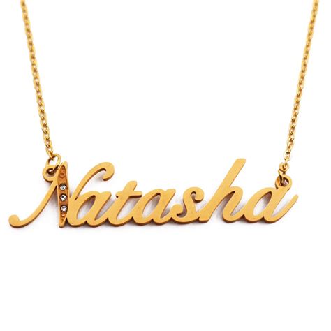 Natasha Name Necklace Italic Personalized Jewellery Gold Etsy