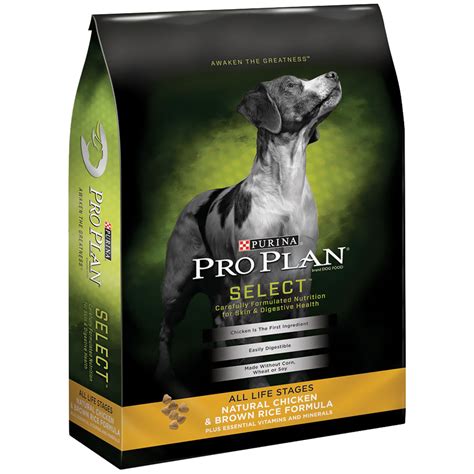 Purina is a medium to lower grade of dog food. Purina Pro Plan Select - Natural Chicken & Brown Rice Dry ...