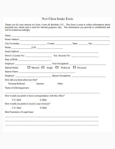 Capture valuable client information with this intake form. FREE 9+ Legal Client Intake Form Samples in PDF | MS Word
