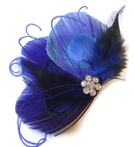 peacock feather hair clip blue butterfly feather and rhinestone wedding hair fascinator clip