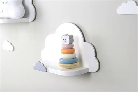 White Wooden Cloud Shelves With Small Border Cloud Floating Etsy Uk