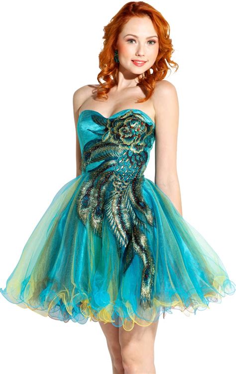 Prom Dresses 2020 Cheap Short Peacock Prom Dresses 2018