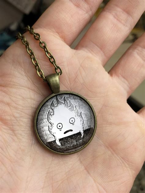 Calcifer Pendant Necklace Howls Moving Castle Inspired Circular Art