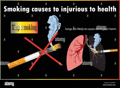 smoking causes injurious to health stop smoking banner text stock vector image and art alamy