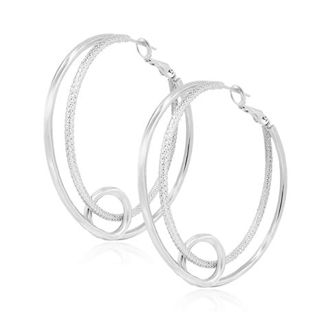 Diamond Cut Polished Double Circle Hoop Earrings Wholesale Jewelry Jr