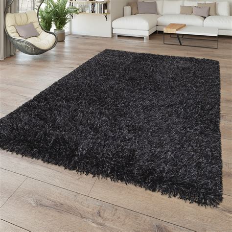 Dieser hochflor teppich besteht aus 70% wolle und 30% nylon. Hochflor Teppich Grau Anthrazit Wohnzimmer Weich Flauschig ...