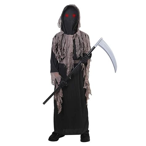 Buy Grim Reaper Costume Kids With Light Up Red Eyes Scythe Included