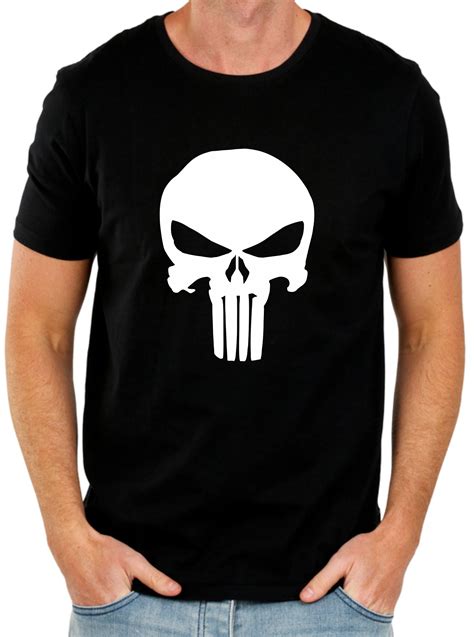 Marvel The Punisher Dirty Skull Vest Logo Adult T Shirt Clothing Shoes