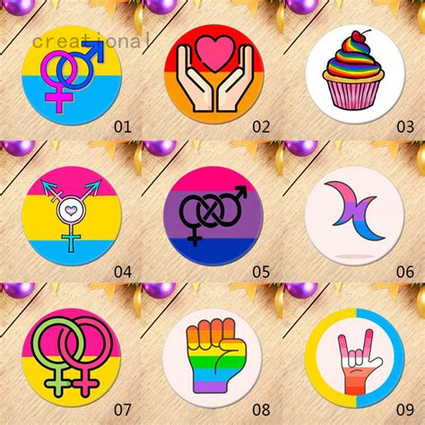 1pc New 58mm Lgbt Pride Badge Sets Round Pin Gay Lesbian Brooch Pins