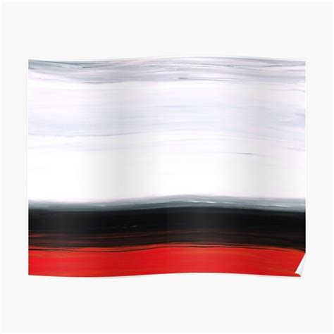 White Horizon Abstract Red And Black Landscape Art Poster By