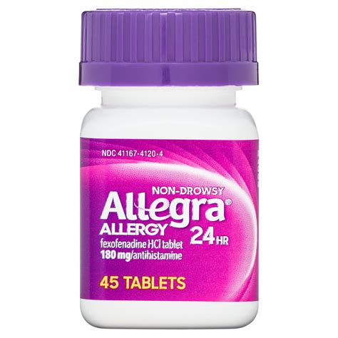 allegra adult 24 hour non drowsy antihistamine allergy relief medicine 180mg tablets 45ct