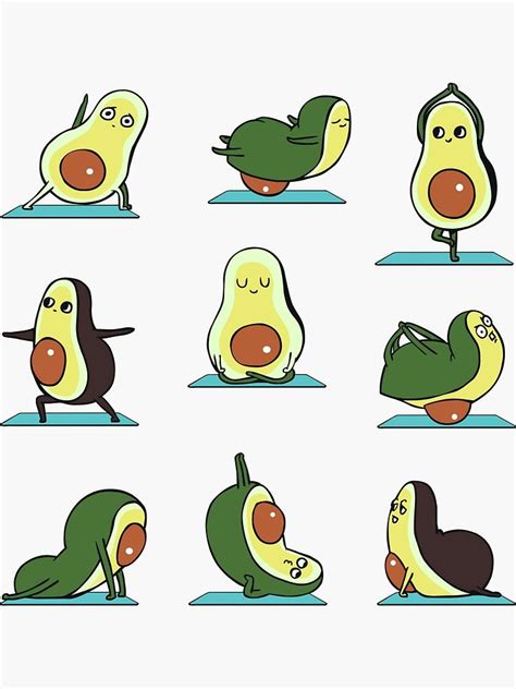 Avocado Yoga Sticker By Huebucket Yoga Stickers Cute Cartoon