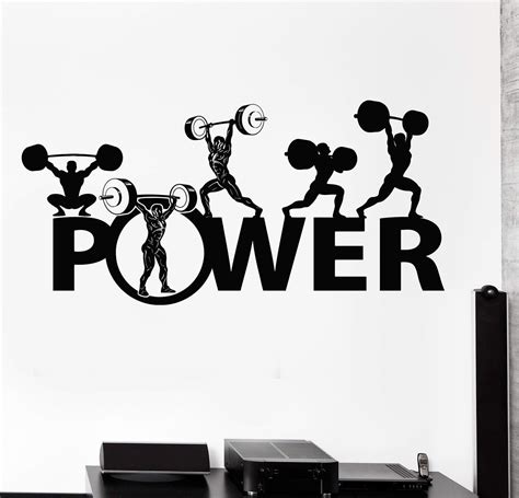 Vinyl Wall Decal Fitness Barbell Bodybuilding Sports Gym Stickers