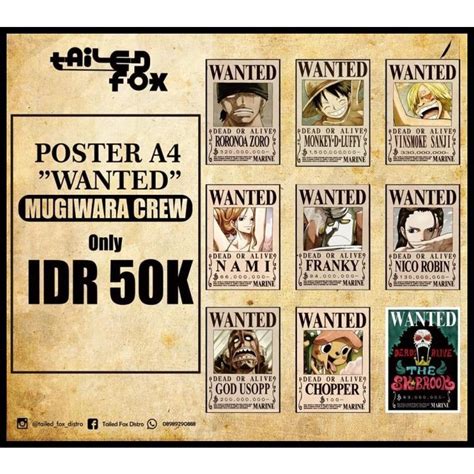 Jual Set Poster Wanted One Piece Mugiwara Crew Bounty Terbaru Shopee Indonesia