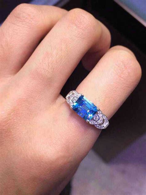 Sterling silver 1/2 carat t.w. Natural blue topaz stone Ring Natural gemstone Ring S925 ...