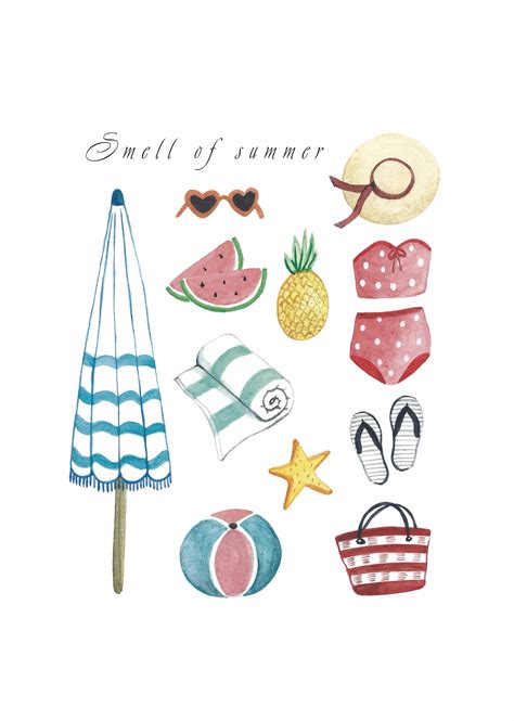 Summer print summer decor summer decoration summer | Etsy in 2021 | Beach illustration, Summer ...
