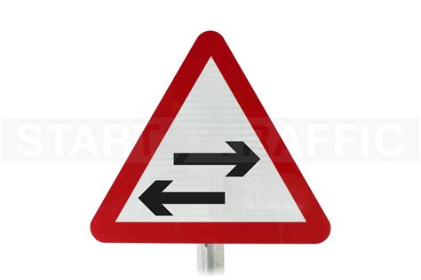 Two Way Traffic Crosses Ahead Road Sign 522 In Stock