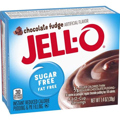 Check spelling or type a new query. Jell-O Sugar Free Fat Free Chocolate Fudge Instant Pudding ...