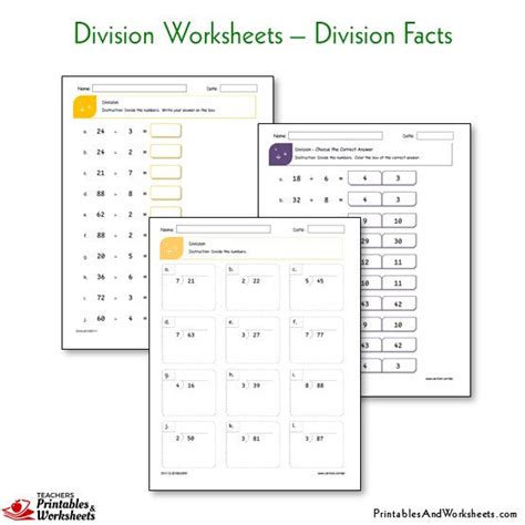 Basic Division Fact Worksheets