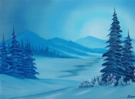 A Cold Winter Scene Oil Painting Winters Chill On 18x24 Canvas